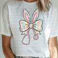Paint stroke Easter Bunny Ears Stethoscope with Coquette Bow
