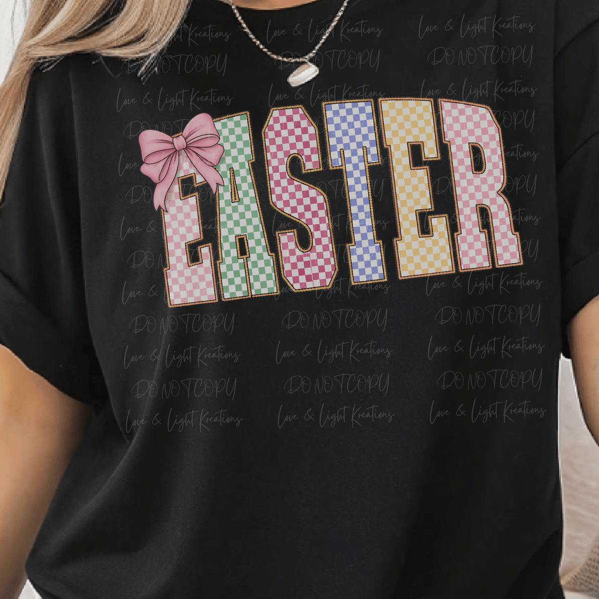 Pastel Checkered Easter with Bow