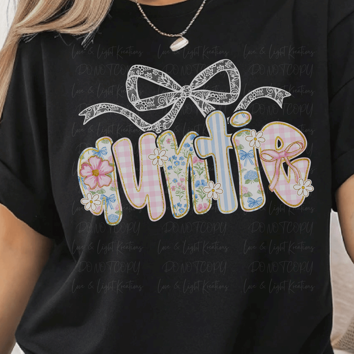 Pastel Floral Auntie with Faux Lace Bow