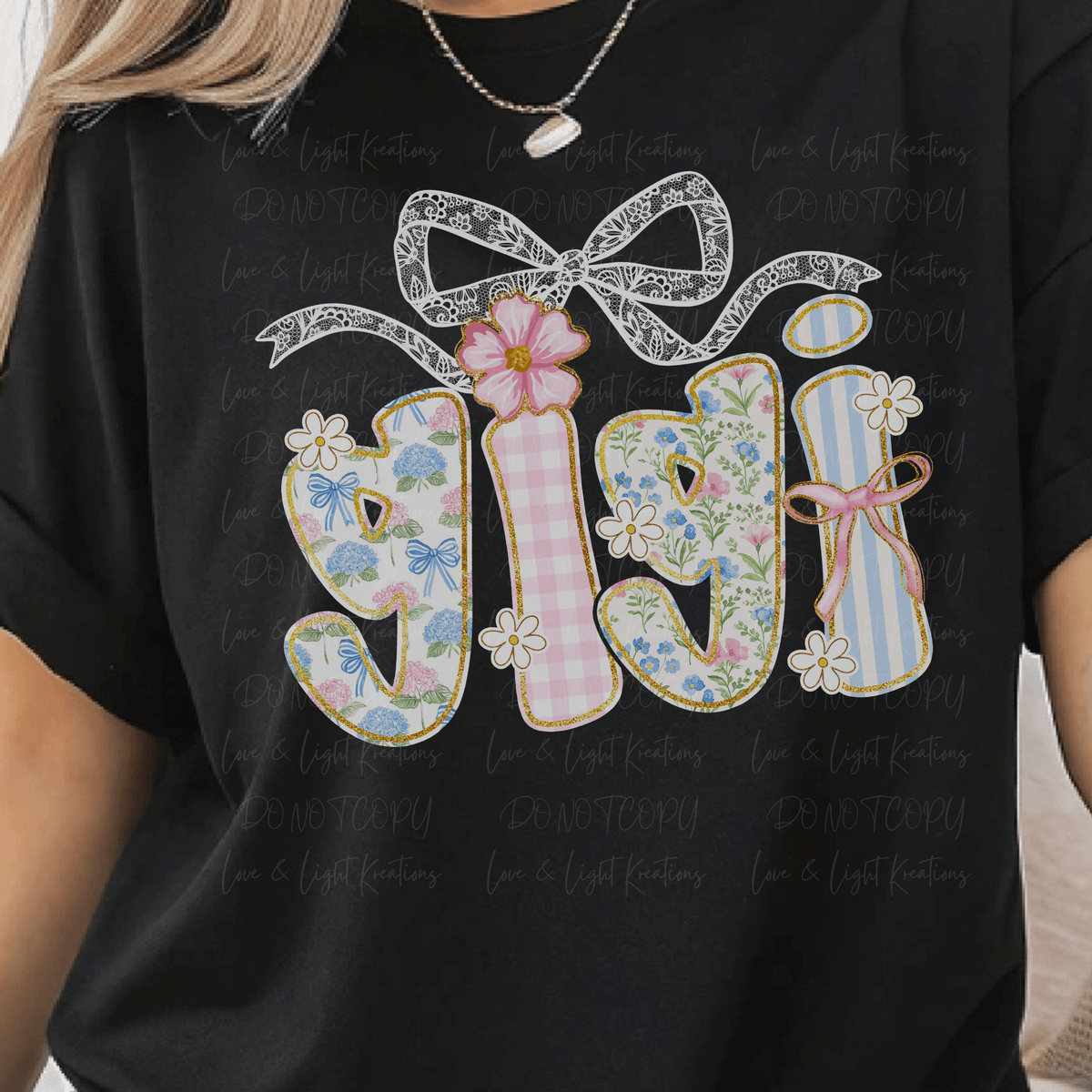 Pastel Floral Gigi with Faux Lace Bow