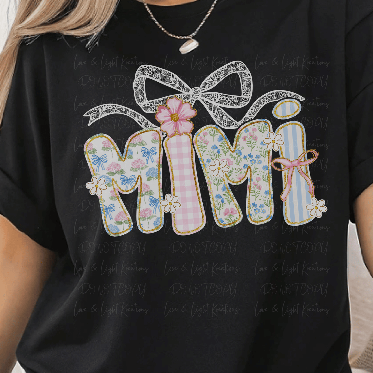 Pastel Floral Mimi with Faux Lace Bow