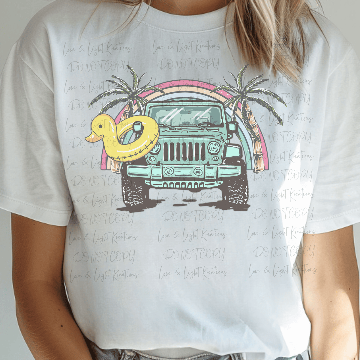 Pastel Jeep Beach Scene