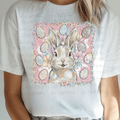 Pastel Paint Stroke Easter Bunny with Eggs