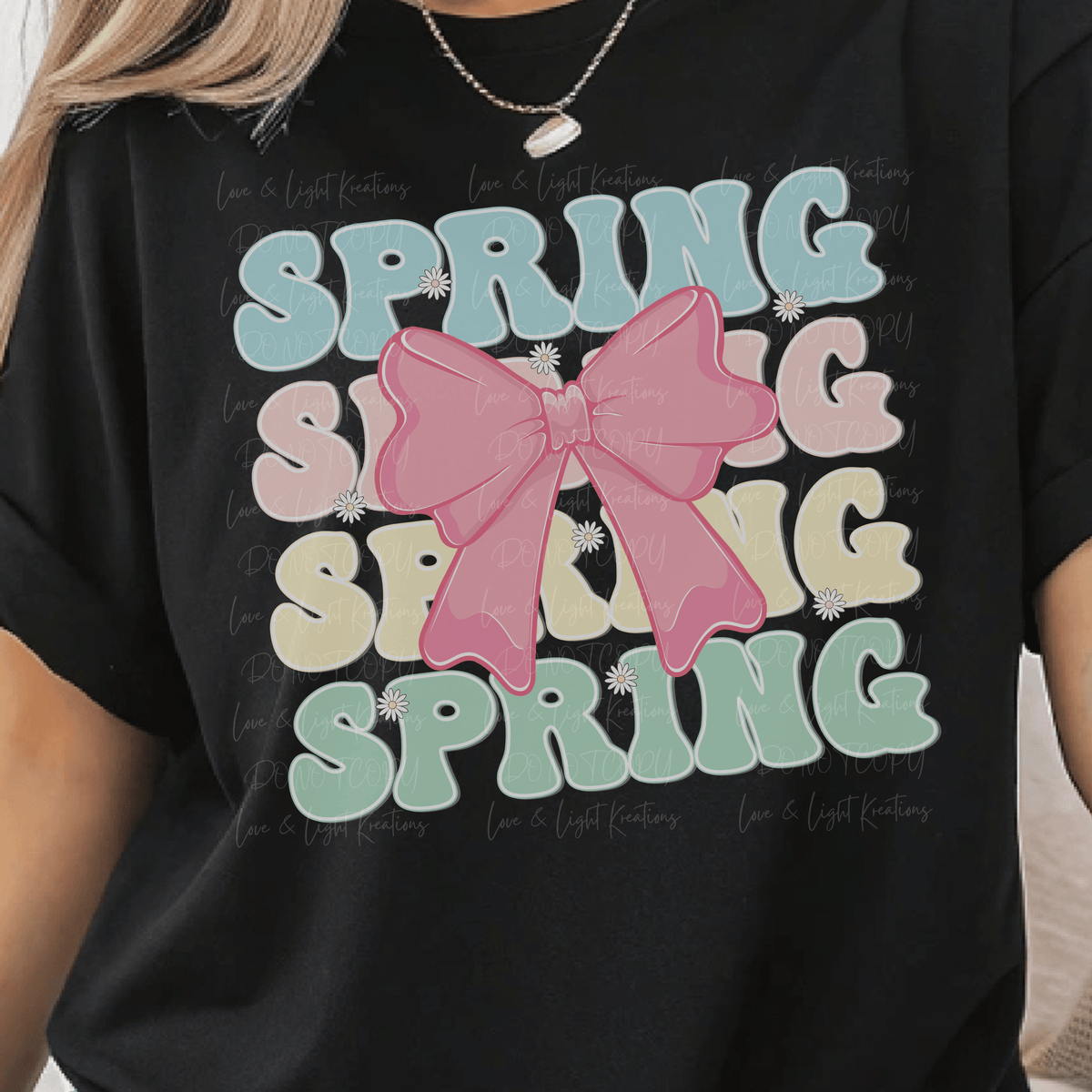 Pastel Repeated Spring Coquette Pink Bow