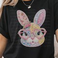 Patchwork Easter Bunny Head with Heart Glasses