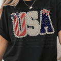 Patchwork USA with Coquette Bows and Faux Doily Outline