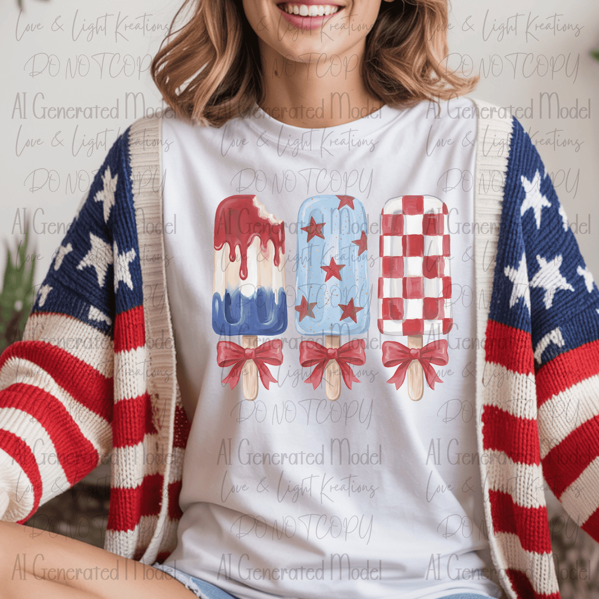 Patriotic Ice Cream Stripes, Stars and Checkered