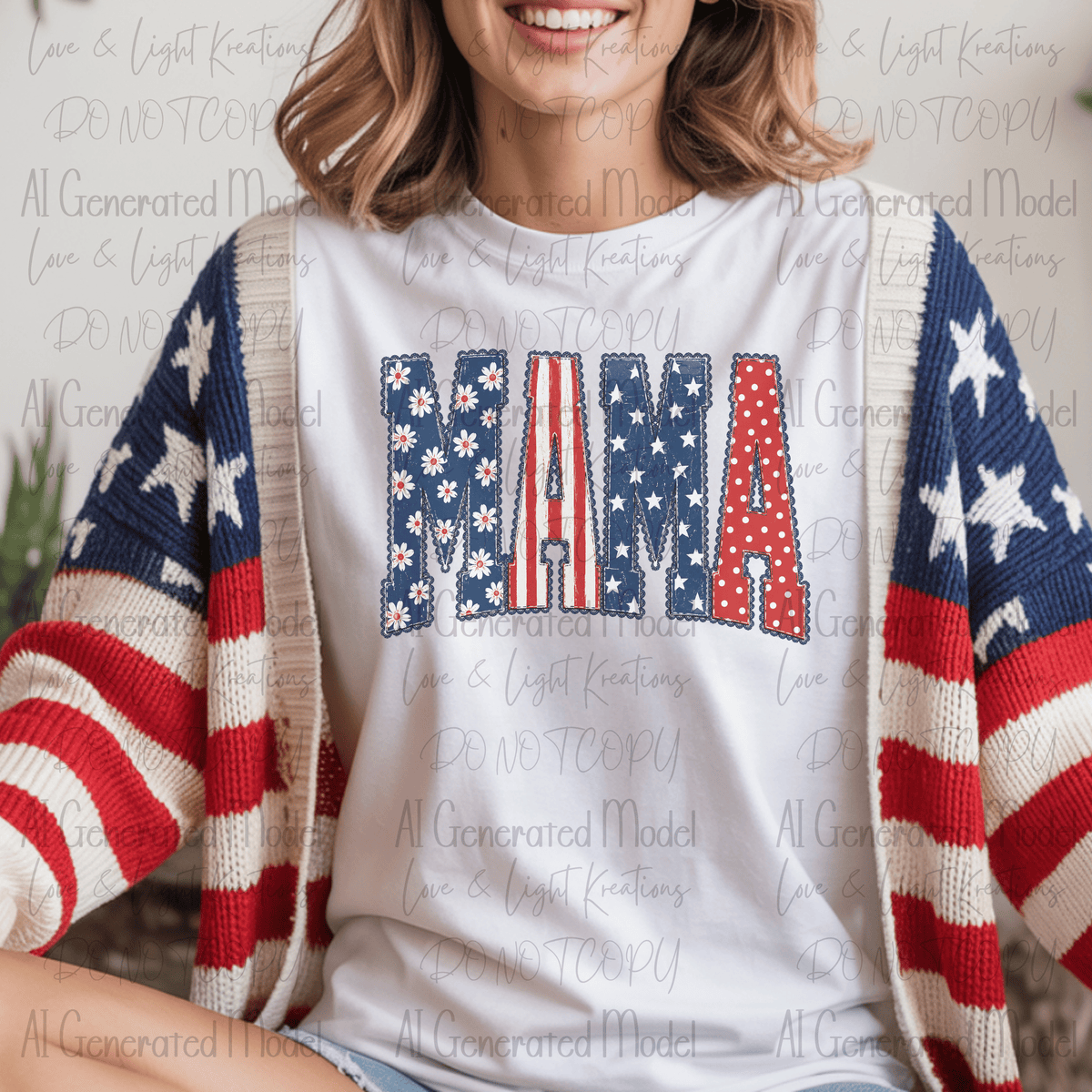 Patriotic Mama Florals, Stripes, Stars and Polka Dots