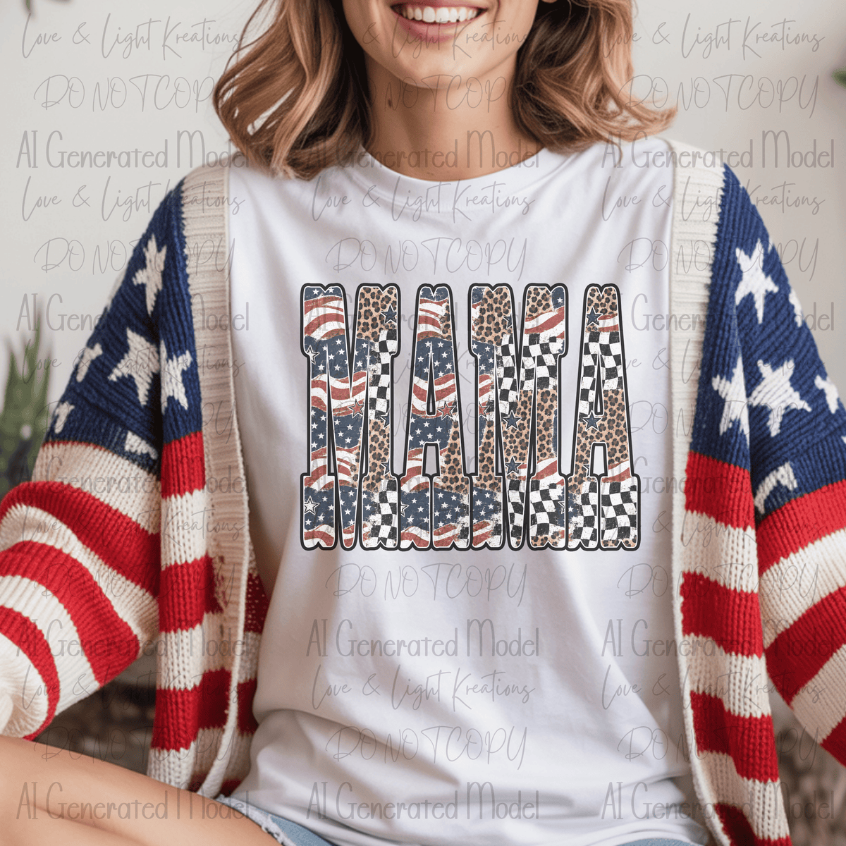 Patriotic Mama Leopard and Checker