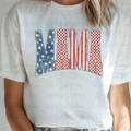 Patriotic Mama with Blue Stars, Red Stripes and Checkered Print
