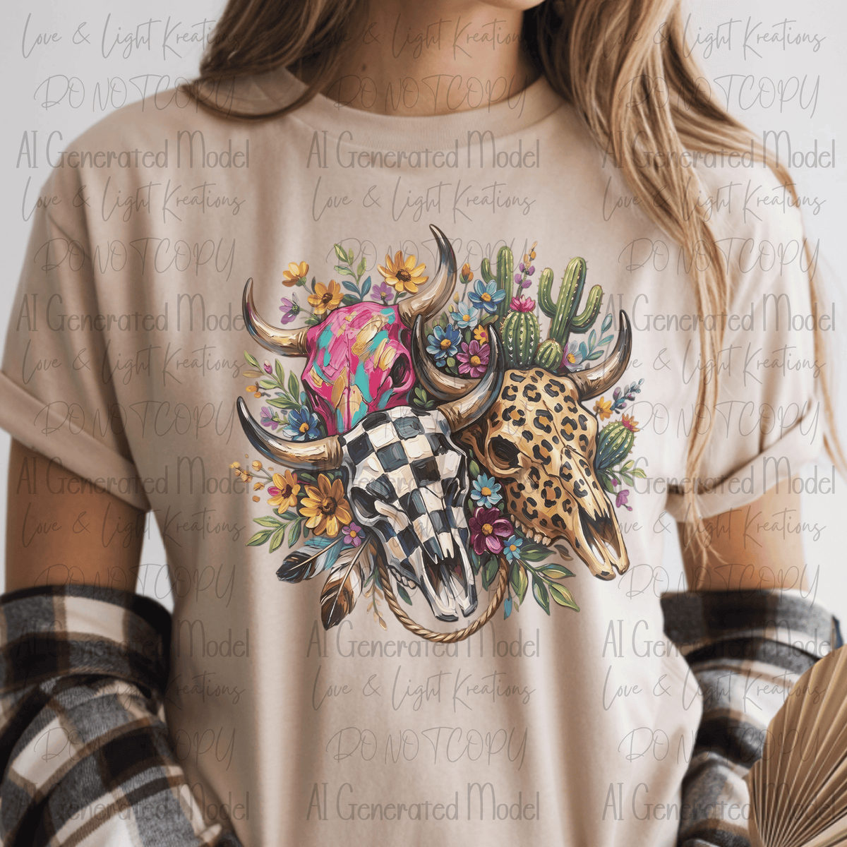 Pattern Cow Skulls Western Florals
