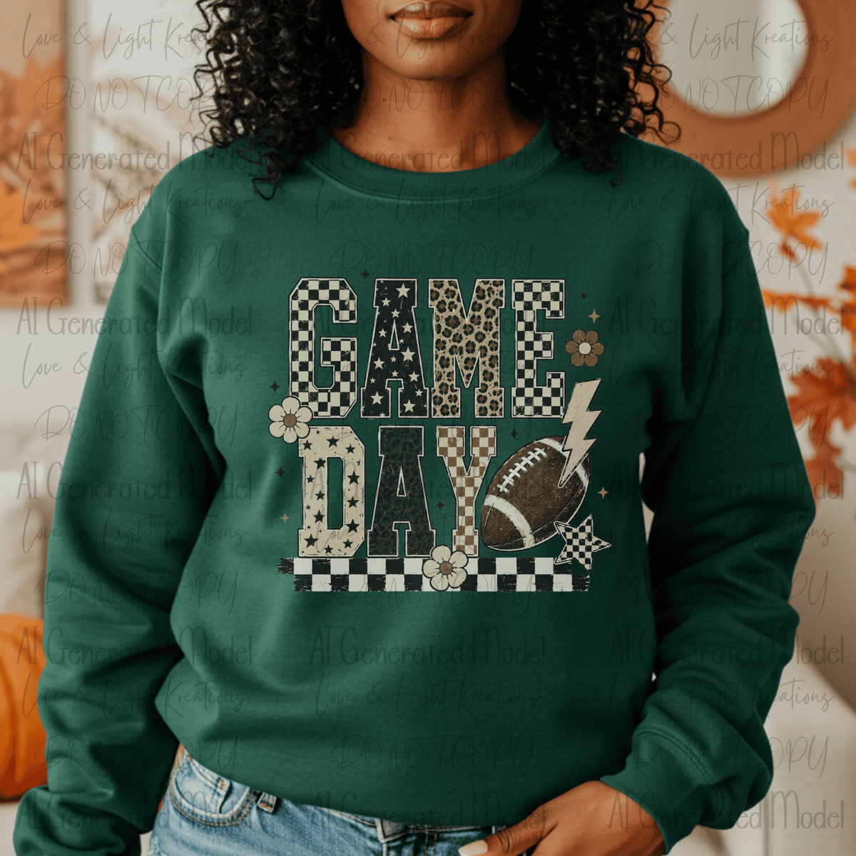 Patterned Game Day Football Checker