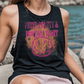 Petty Pretty and Probably Right Pink with Orange Stripes Distressed