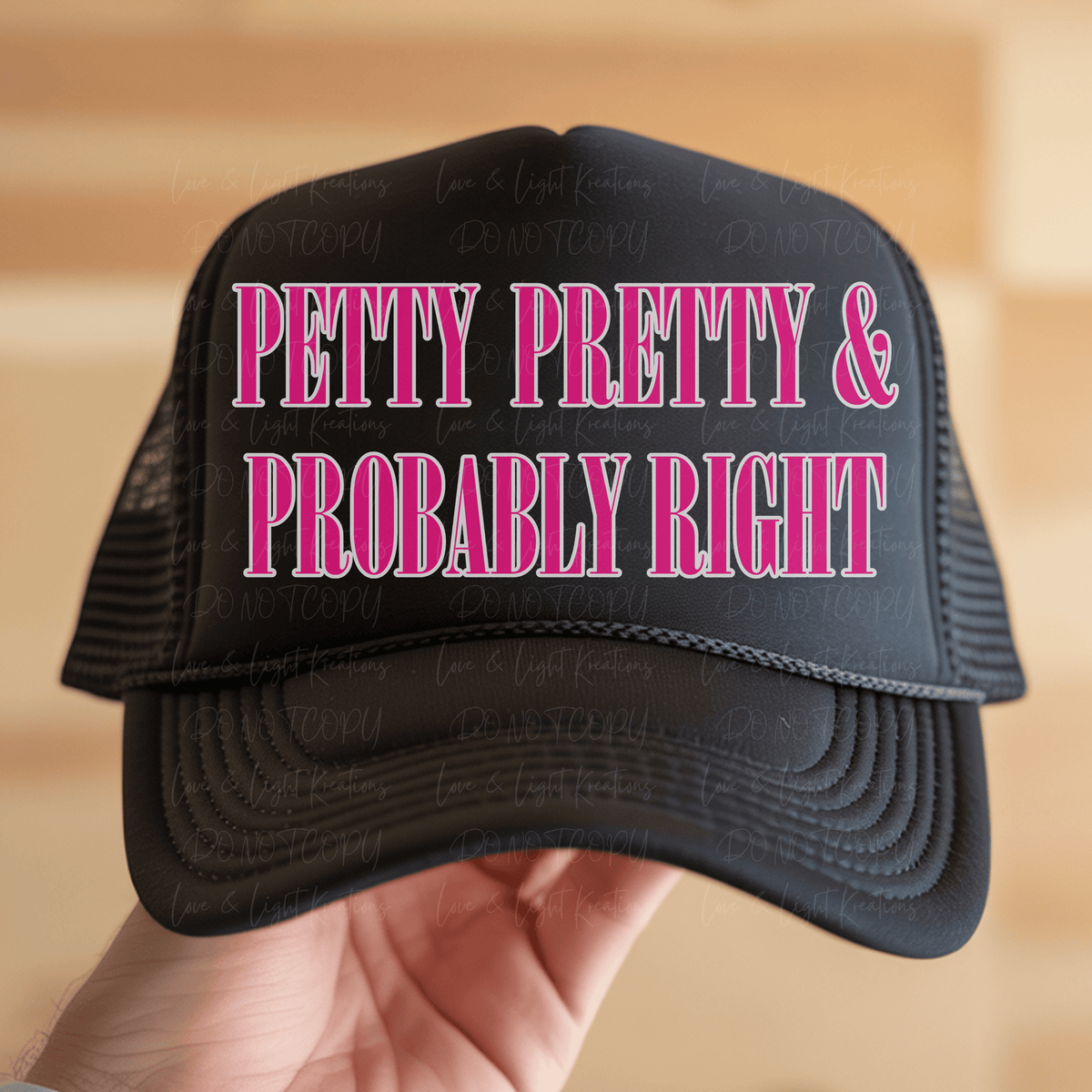 Petty and Probably Right Pink with White Outlines