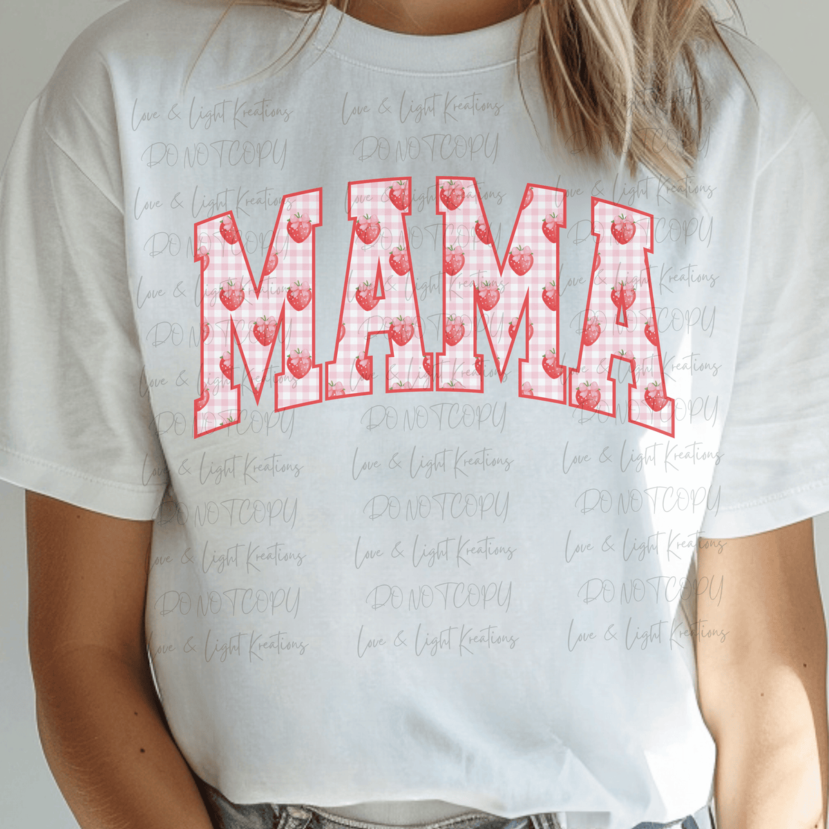 Pink Checkered Mama with Small Strawberries