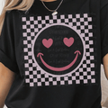 Pink Checkered with Valentine Heart Eyes Smiley