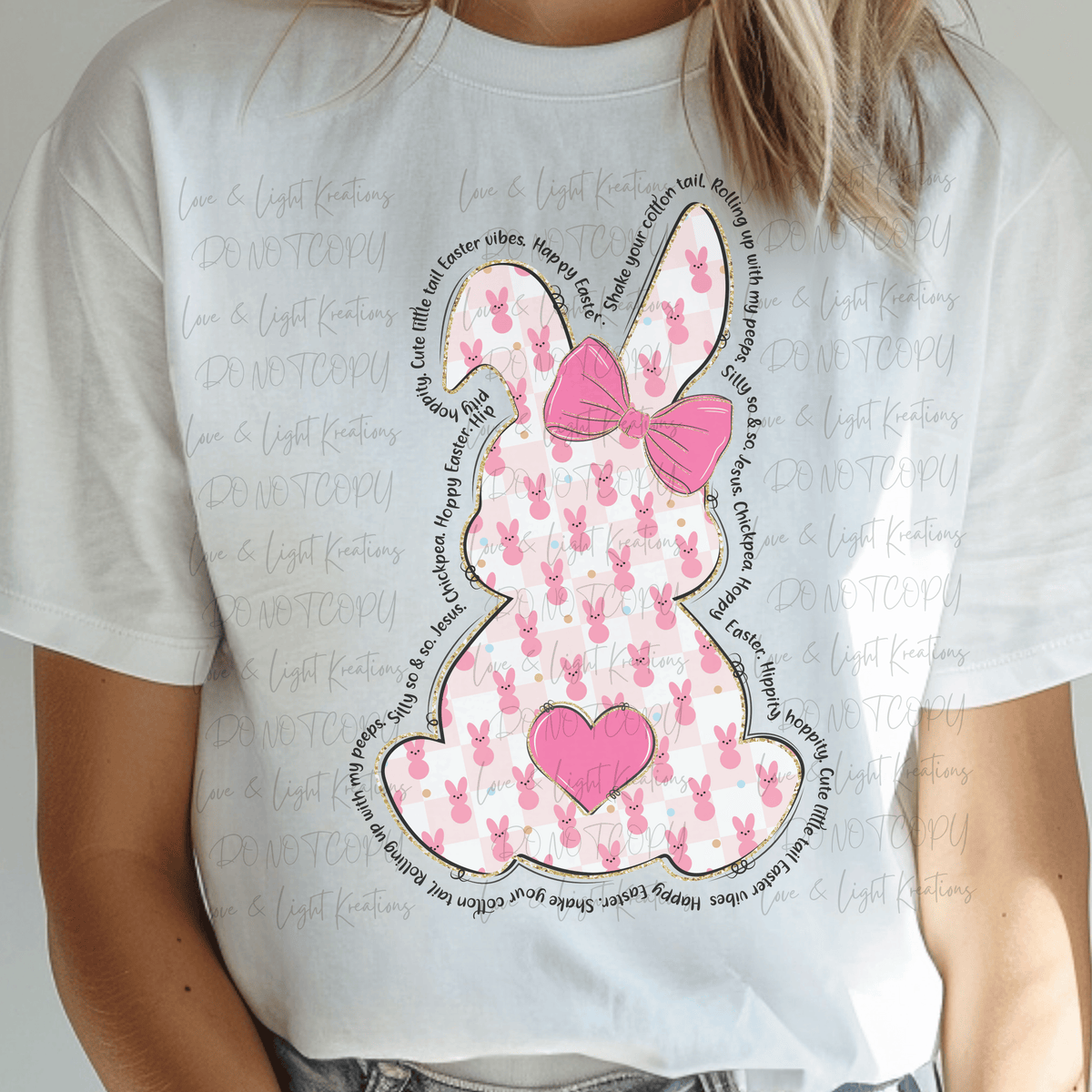 Pink Easter Bunny Pattern with Easter sayings