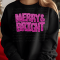 Pink Faux Sequin Merry and Bright