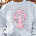 Pink Floral Valentine's Day Cross with Polka Dot Coquette Bow