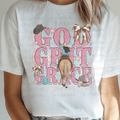 Pink God Grit Grace with Horse and Black Hair Rider