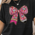 Pink Paint Stroke Pencil Coquette Bow with Hearts