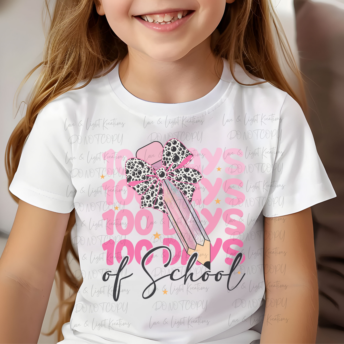 Pink Pencil Repeated Shades of Pink 100 Days of School