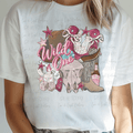 Pink Western Wild One with Boots and Cow Skull