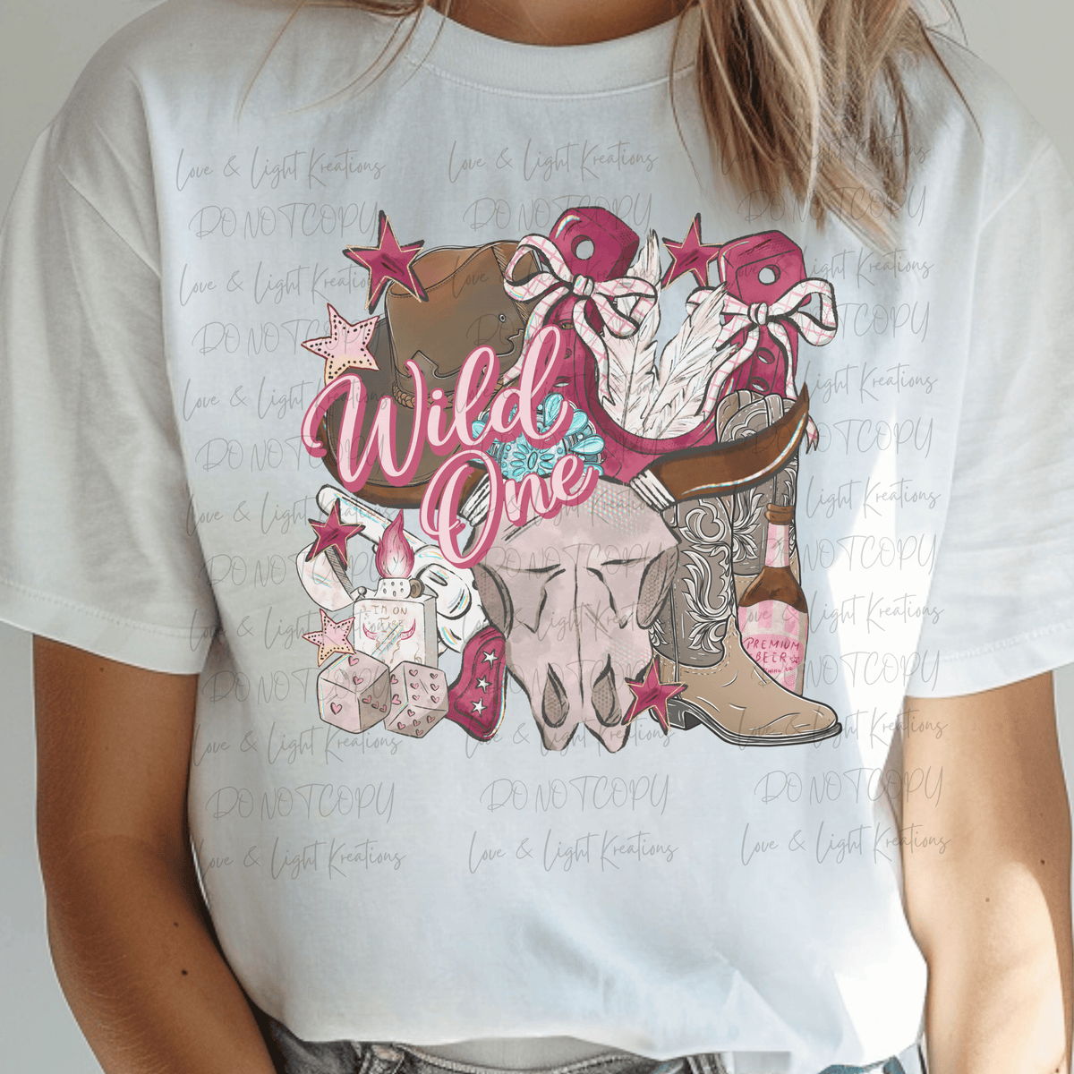 Pink Western Wild One with Boots and Cow Skull