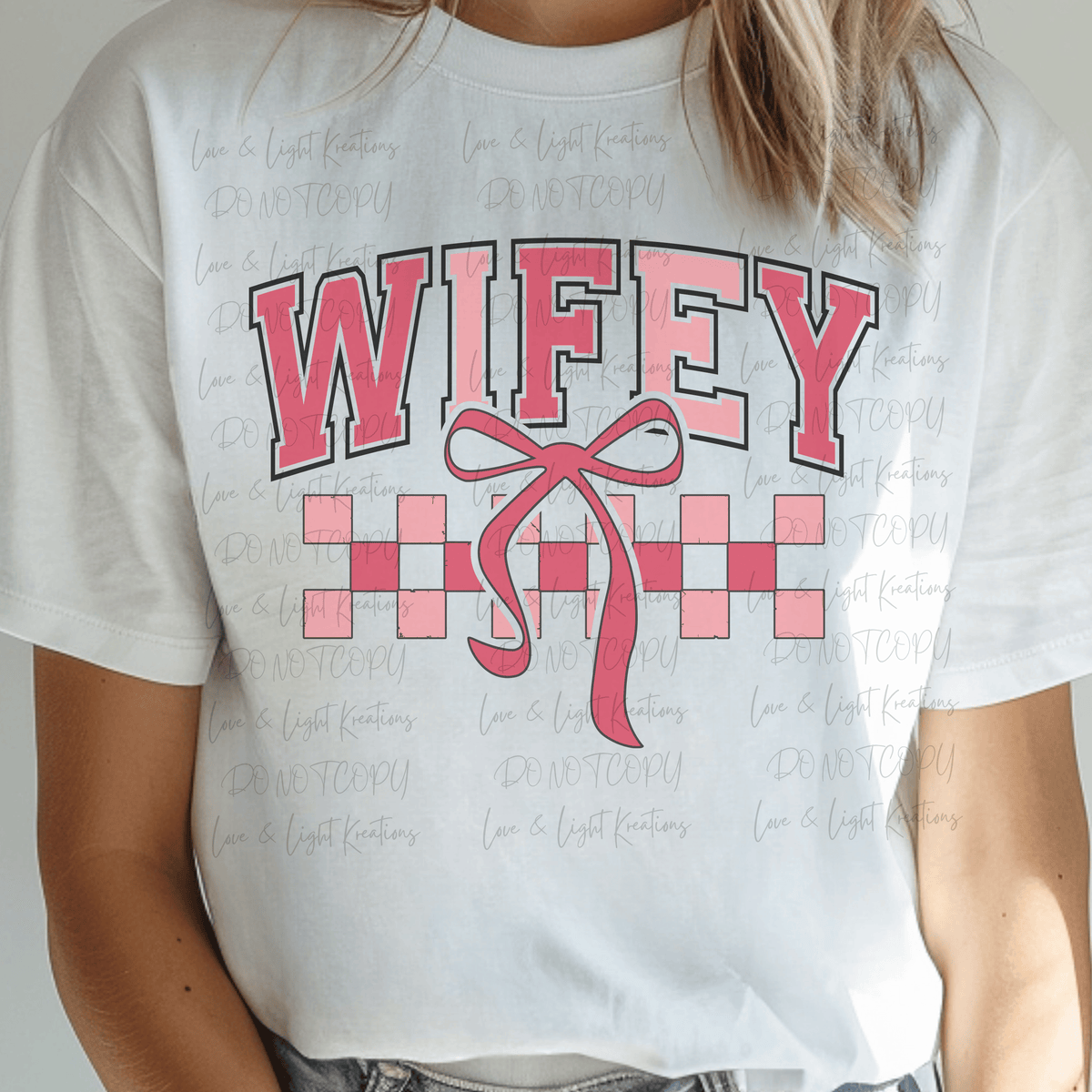 Pink Wifey with Checkered and Bow