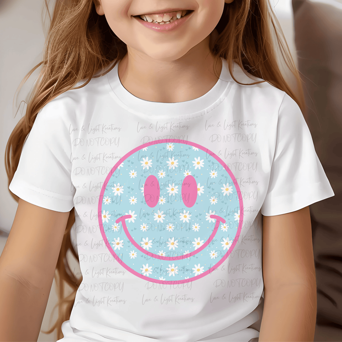 Pink and Blue Flower Smiley Face