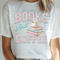 Pink and Teal Books and Coffee with Book Stack and Coffee