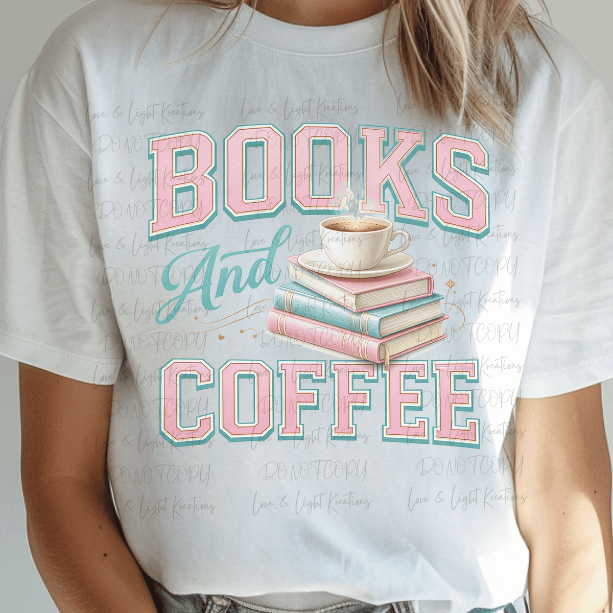 Pink and Teal Books and Coffee with Book Stack and Coffee