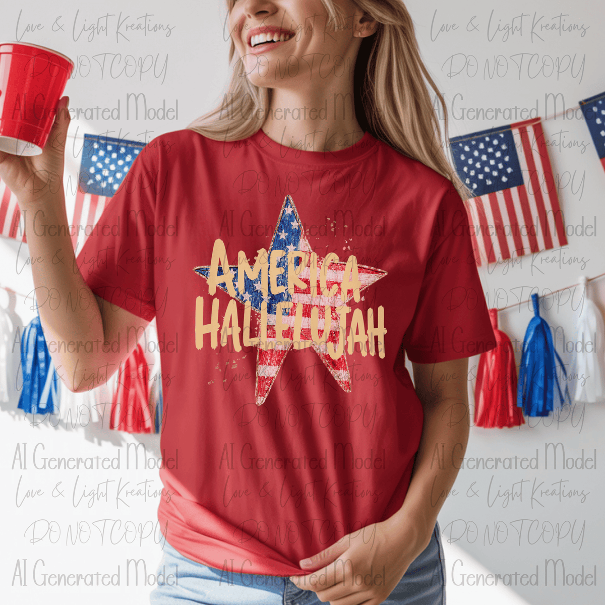 Preppy America Hallelujah American Flag Star