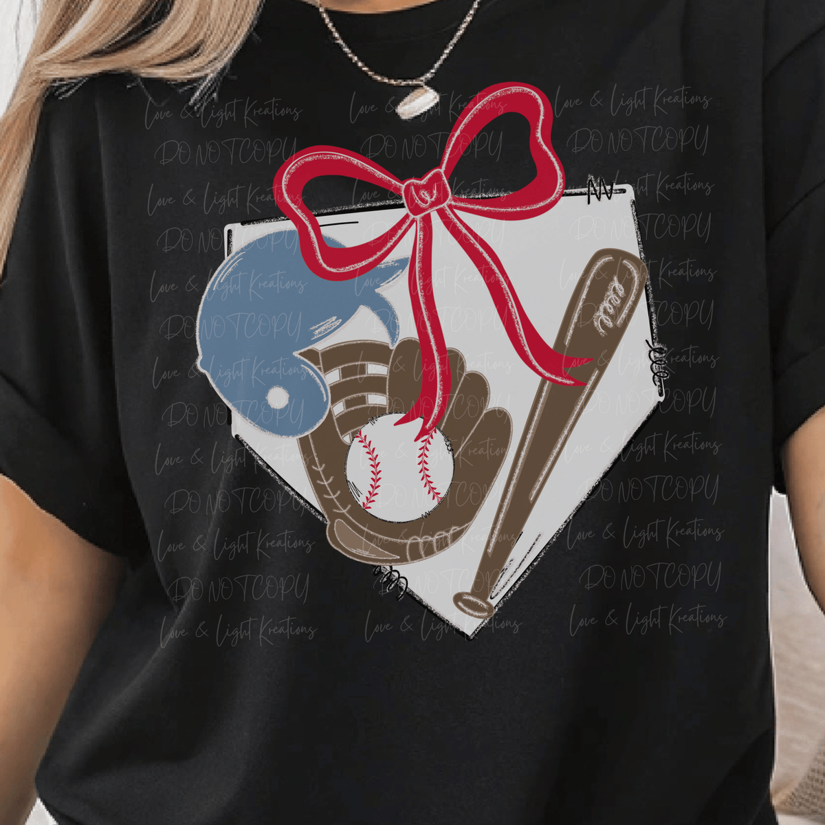 Preppy Baseball with Helmet, Glove, Bat, Bow and Home Plate