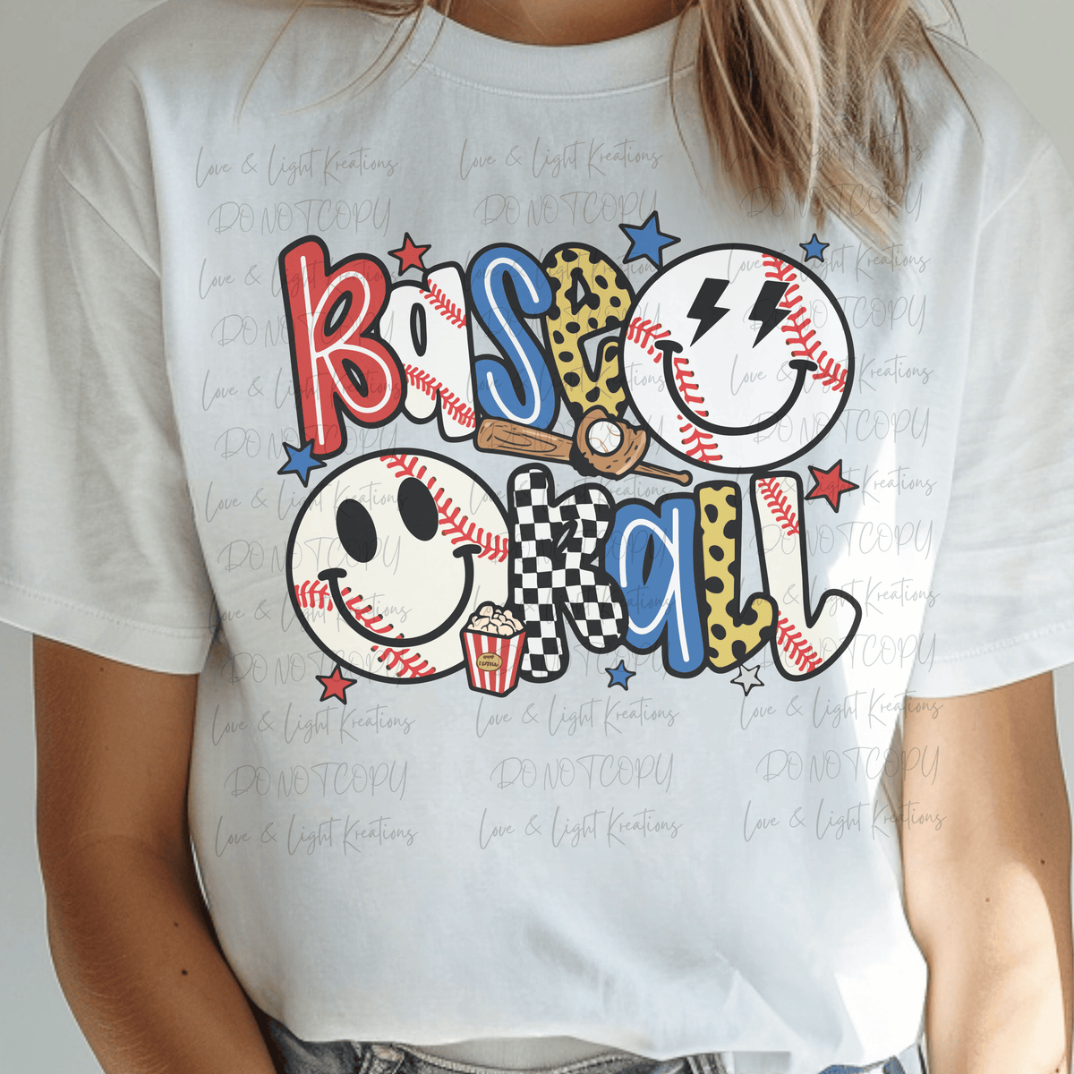 Preppy Baseball with Smiley Baseballs