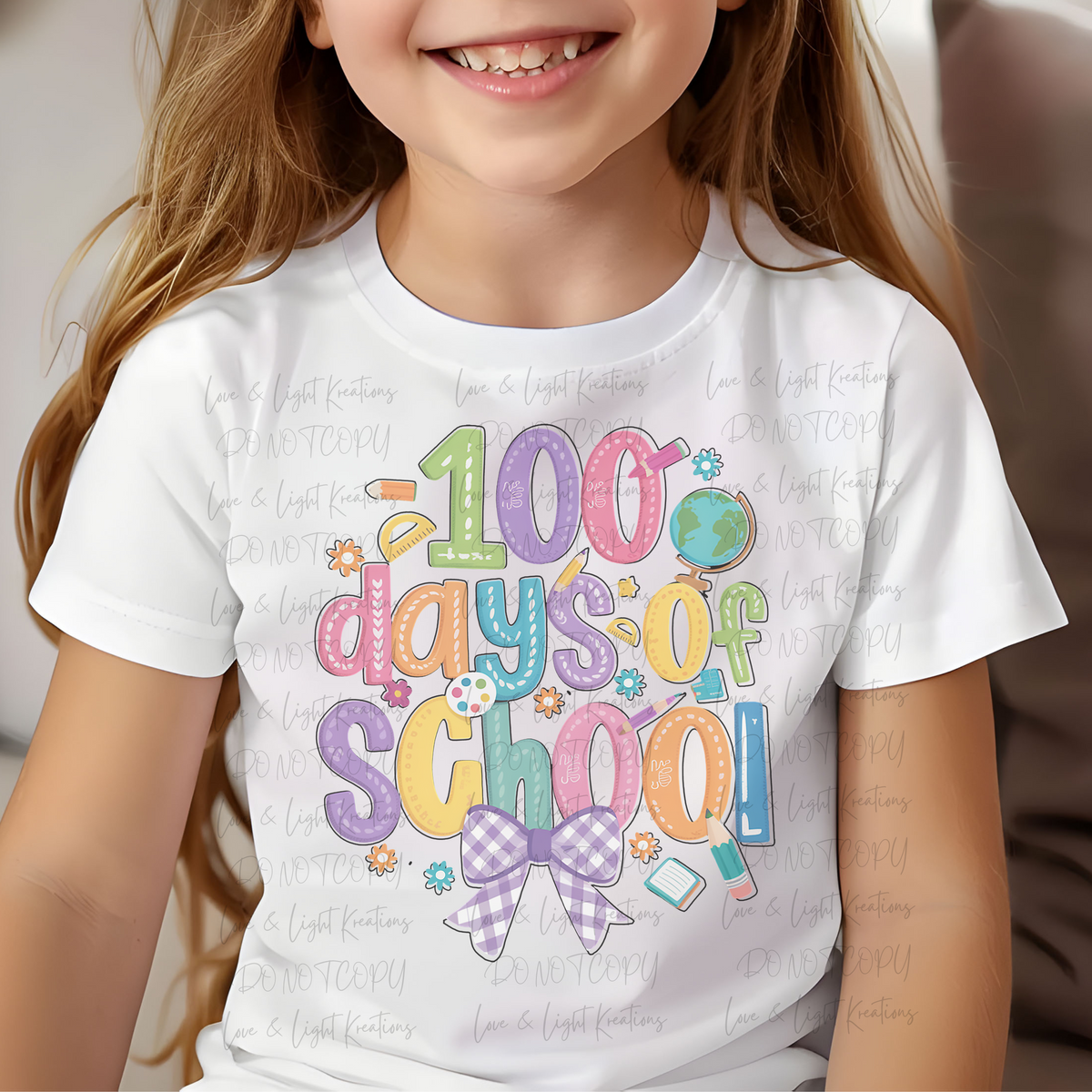 Preppy Colorful 100 Days of School with Bow