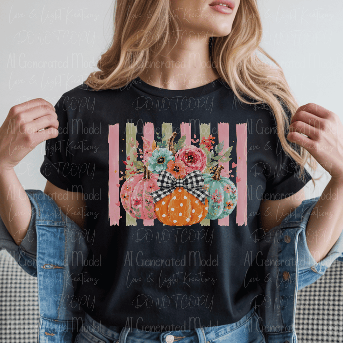 Preppy Fall Floral Pumpkins Paint Stroke
