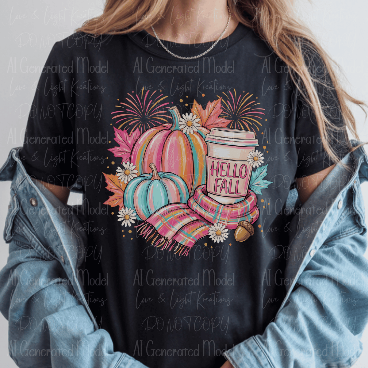 Preppy Hello Fall Paint Stroke Pumpkins and Scarf