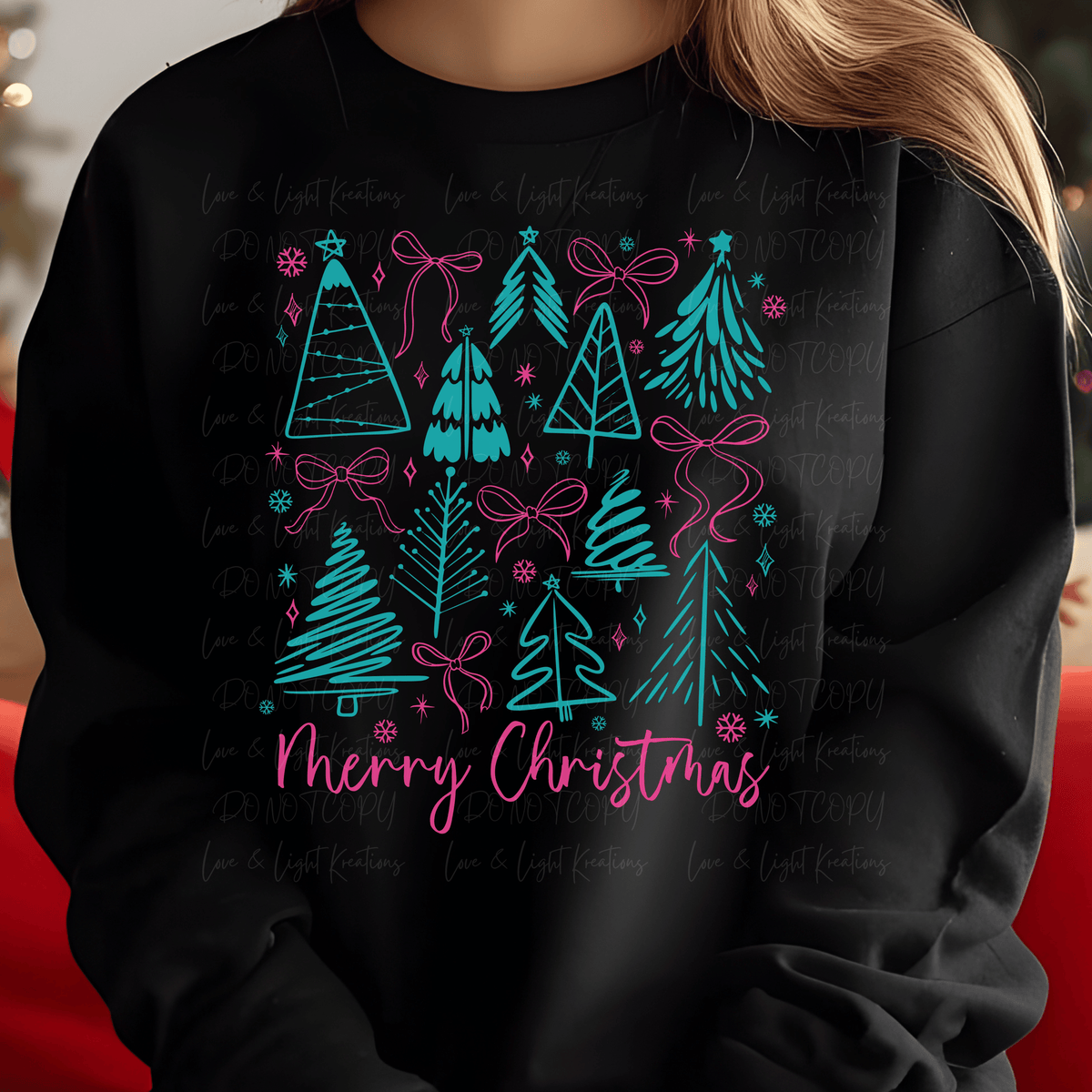 Preppy Merry Christmas Trees Doodles