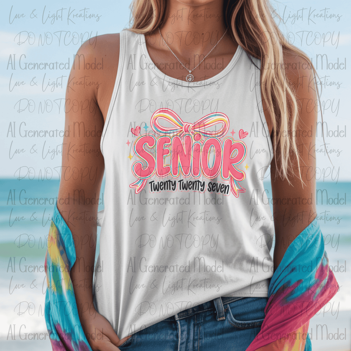 Preppy Neon Senior 2027 Coquette Bow