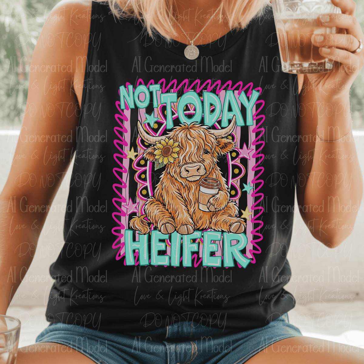 Preppy Not Today Heifer Neon Stamp