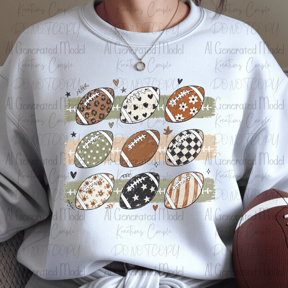 Preppy Paint Stroke Footballs