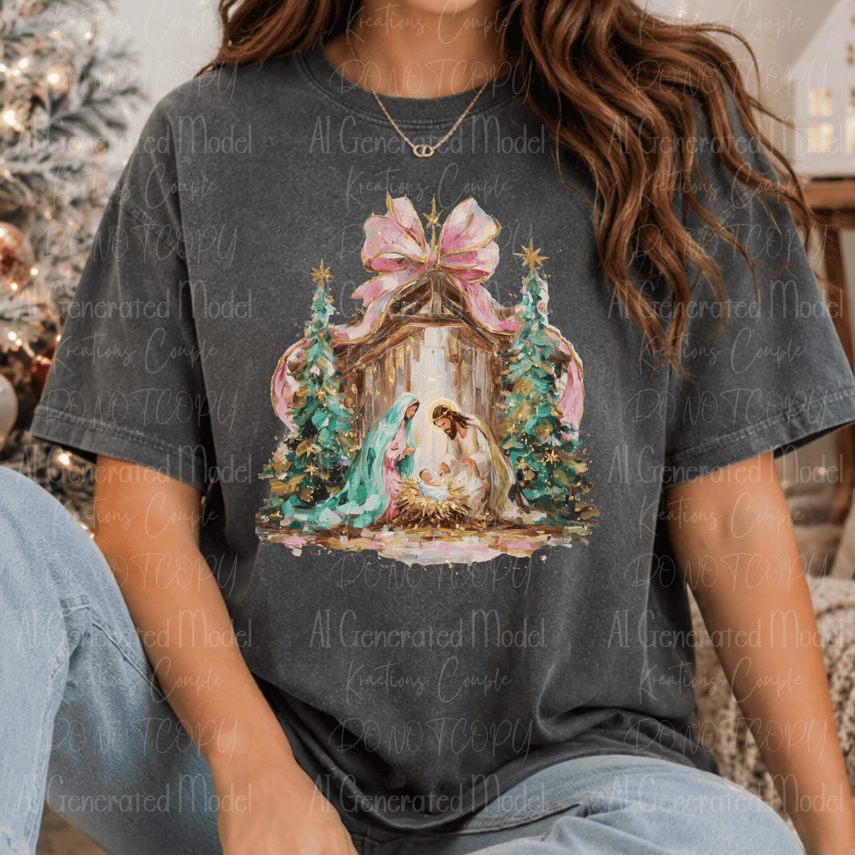 Preppy Painted Christian Nativity Scene