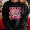 Preppy Pink Holly Jolly Christmas Snow Globe
