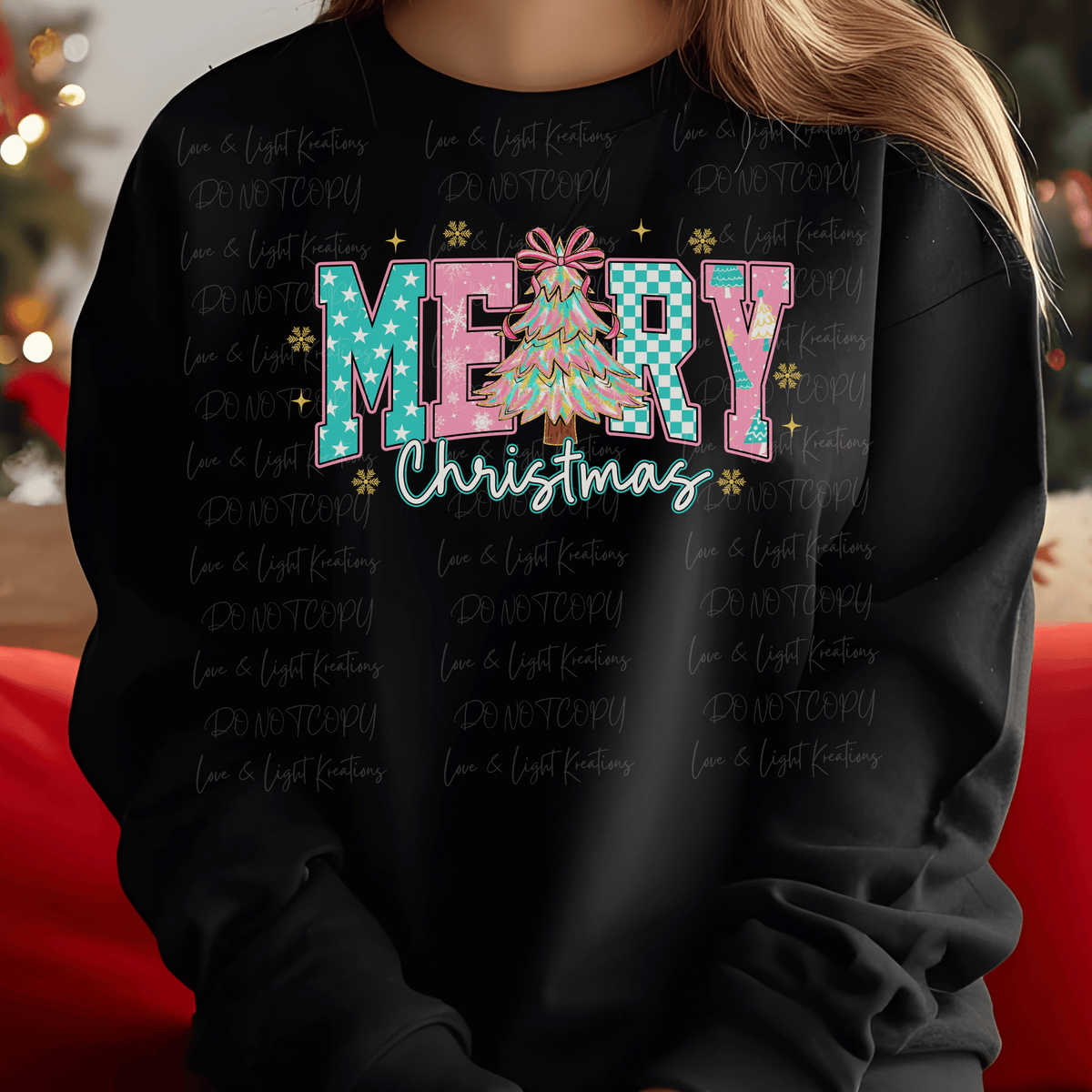 Preppy Pink and Turquoise Merry Christmas