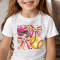 Preppy Pink and Yellow Softball, Helmet and Bows with Flowers