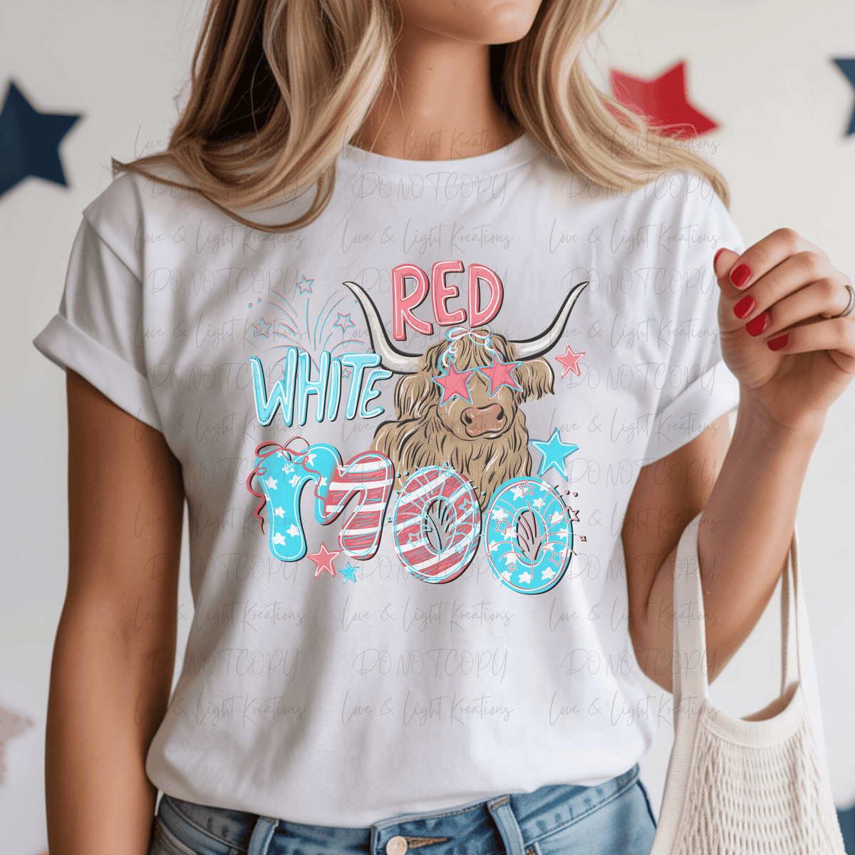 Preppy Red White and Moo Highland Cow Star Sunglasses