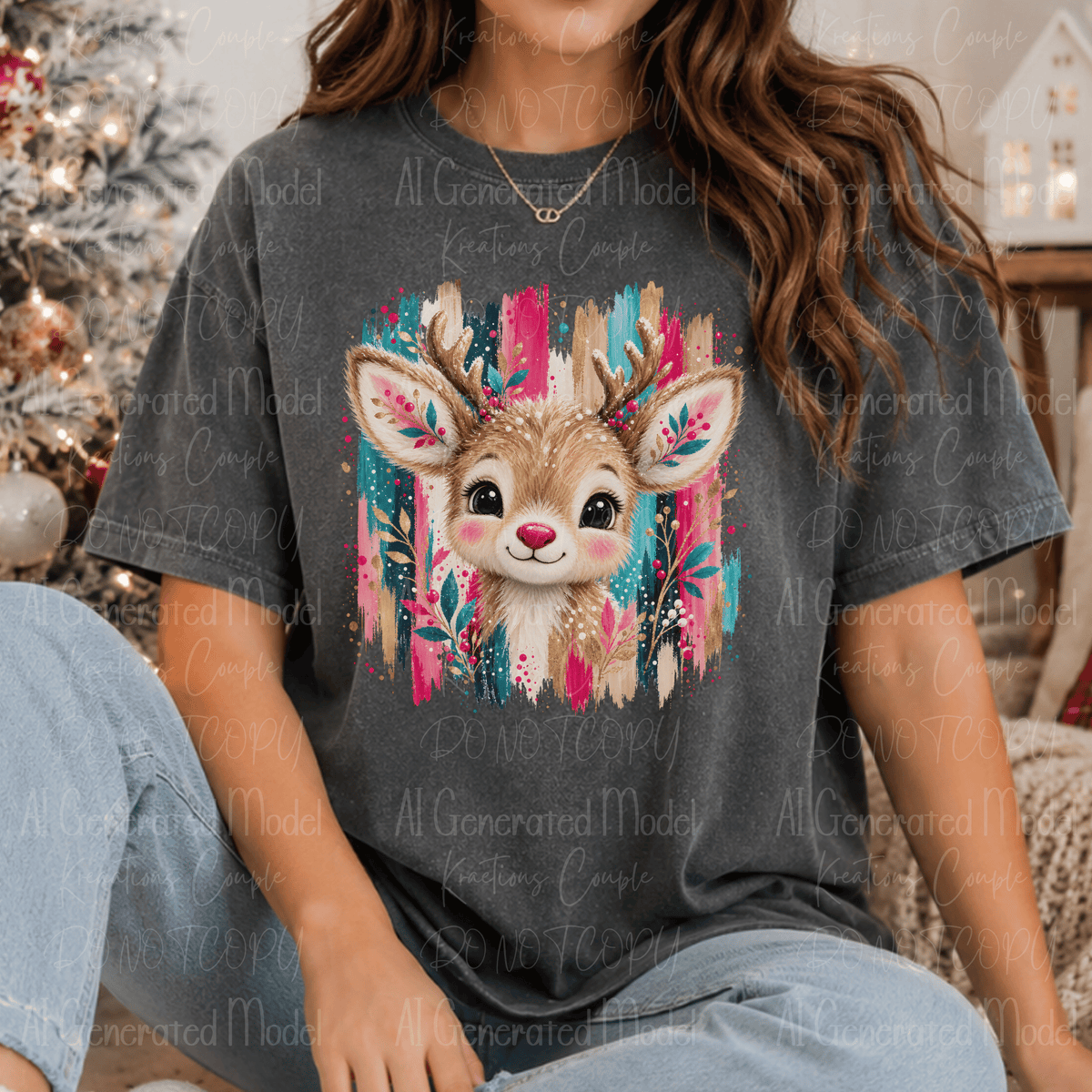 Preppy Reindeer Paint Strokes