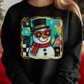 Preppy Retro Snowman Square