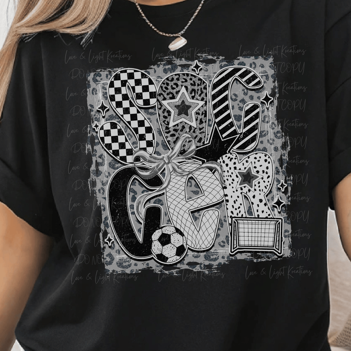 Preppy Soccer in Black and White Patterned